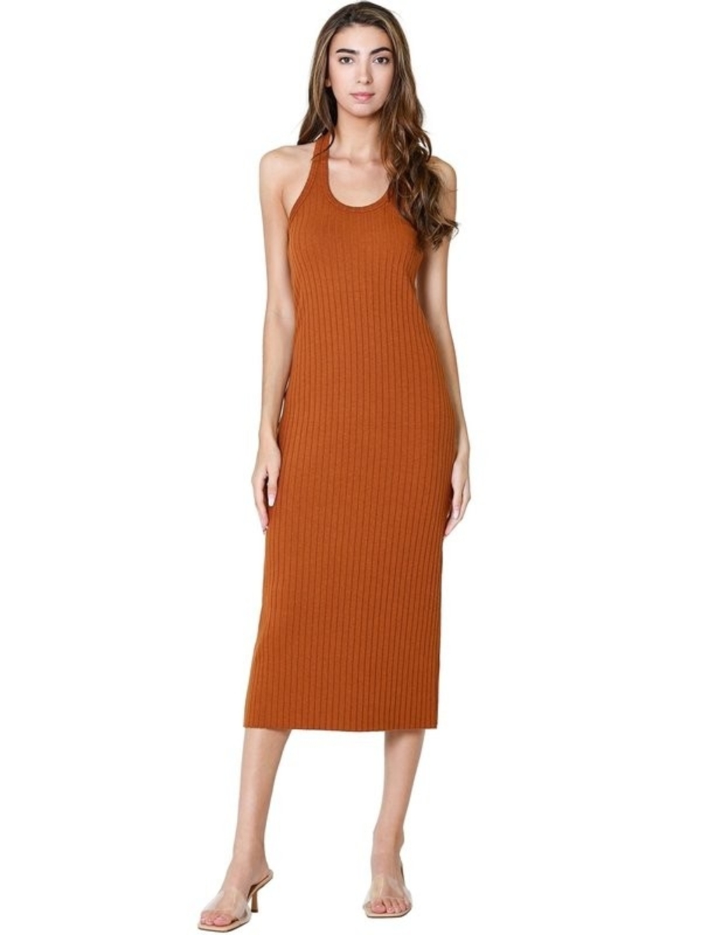 Vince Ribbed Halter Neck Dress